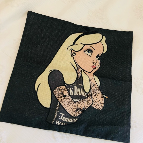 Alice in Wonderland Tattooed Cartoon Character Pillow Cover - Picture 1 of 2